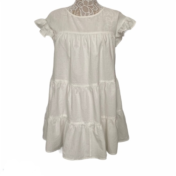 AKIRA white boho ruffle mini dress short sleeves - Picture 11 of 11